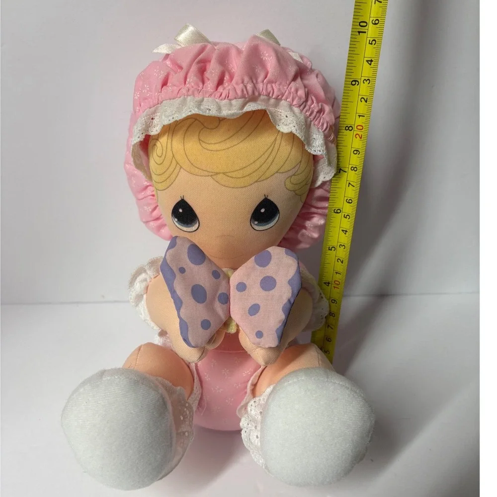 Working Precious Moments Applause Musical Plush Doll Girl Pink Bonnet Butterfly